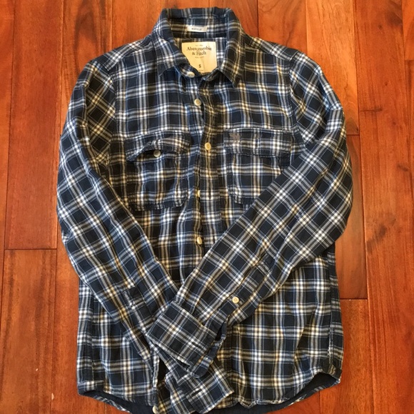 Abercrombie Muscle Blue Flannel Worn Once! - Picture 2 of 3